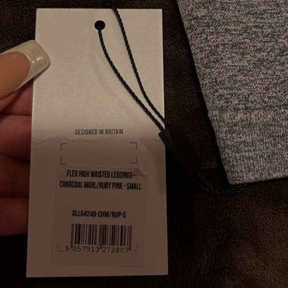 NWT Gymshark Flex High Waisted Leggings - Charcoal Marl/Pink SIZE SMALL - Picture 5 of 5